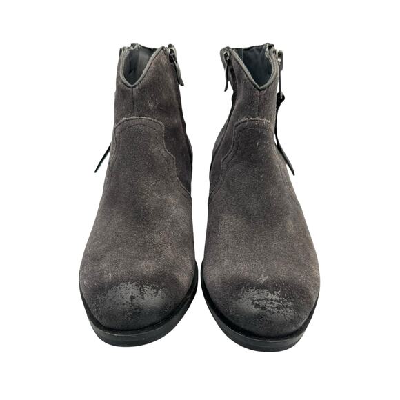 Bussola Alameda Gray Suede Leather Ankle Zip Up Western Booties Ankle Boots - Picture 2 of 13